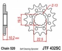 Звезда передняя JT JTF432.13SC для SUZUKI RM 250 1987-2012 (цепь 520, 13 зубьев)