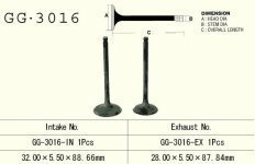 VESRAH GG-3016-EX - клапан выпускной 28x5,5x87,84 мм для SUZUKI LT 230, LTZ 250 2004-2009 (OEM: 12912-18A00)