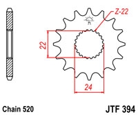 Звезда передняя JT Sprockets JTF394.13 для APRILIA RS 125/RX125, 520 шаг, 13 зубов