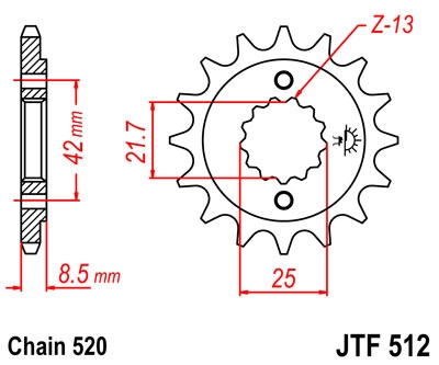 Звезда ведущая(передняя) JT Sprockets JTF512.15RB