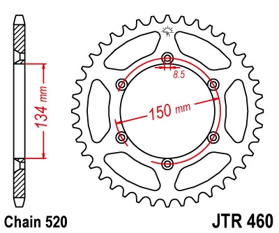 Звезда задняя JT JTR460.39