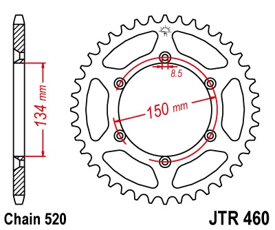 Звезда ведомая(задняя) JT JTR460.39 для мотоциклов KAWASAKI KX/KXF 1984-2020