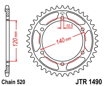 Звезда задняя JT JTR1490.45