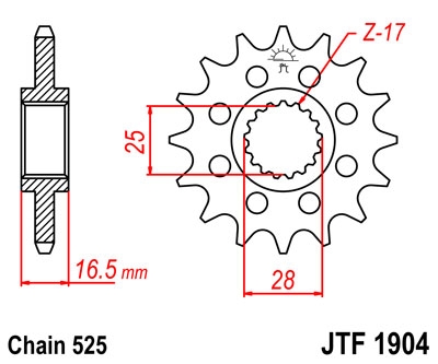 Звезда передняя JT Sprockets JTF1904.16RB