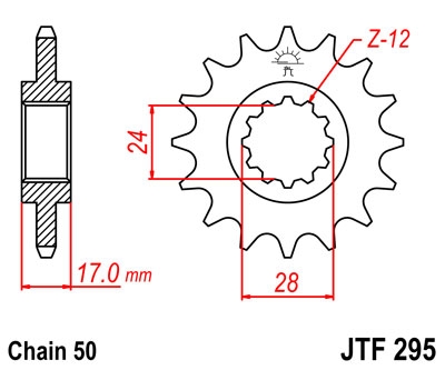 Звезда ведущая(передняя) JT JTF295.15RB, 530 шаг, 15 зубцов