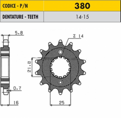 Звезда передняя SunStar SS 38015