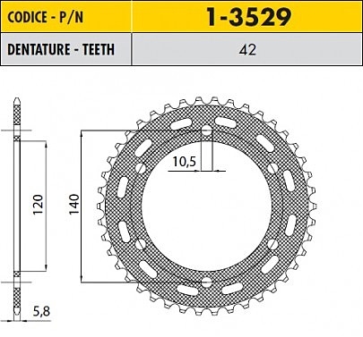 Звезда задняя SunStar SS 1-3529-42