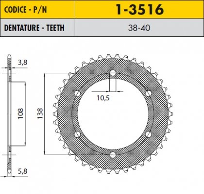 Звезда задняя SunStar SS 1-3516-36