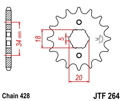 Звезда передняя JT Sprockets JTF264.15