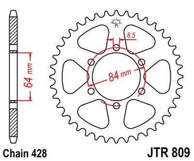 Звезда задняя JT JTR809.55