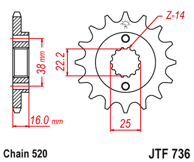 Звезда передняя JT Sprockets JTF736.15