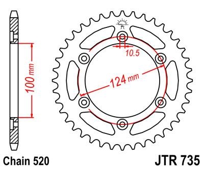 Звезда задняя JT JTR735.39