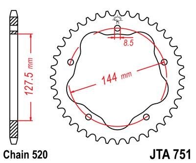 Звезда задняя JT Sprockets JTA751.44