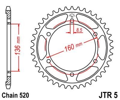 Звезда задняя JT Sprockets JTR5.44