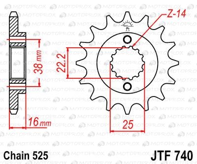 Звезда передняя JT Sprockets JTF740.16