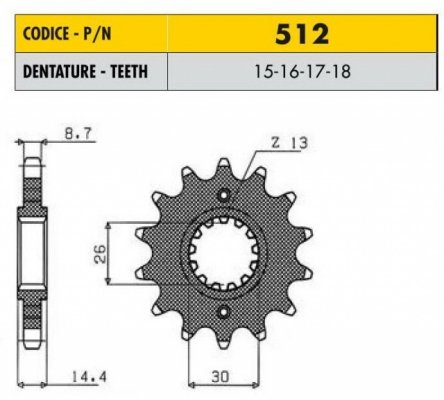 Звезда передняя SunStar SS 51217