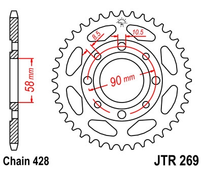 Звезда задняя JT JTR269.38