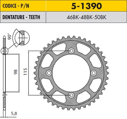 Звезда задняя легкосплавная SunStar SS 5-1390-48OR