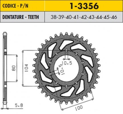 Звезда задняя SunStar SS 1-3356-45