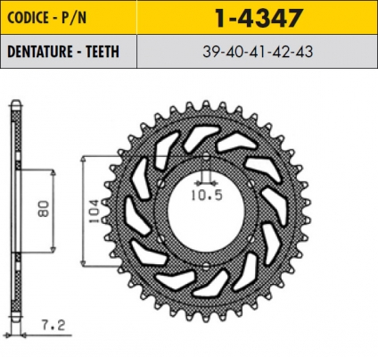 Звезда задняя SunStar SS 1-4347-39