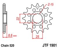 Звезда передняя JT Sprockets JTF1901.12