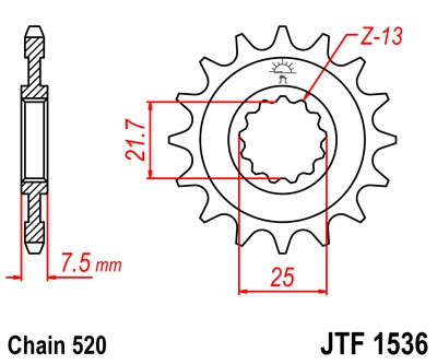 JT Sprockets JTF1536.16 - звезда передняя KAWASAKI ZX-6R/RR 2007-2017, YAMAHA XTZ 750 1990-1998