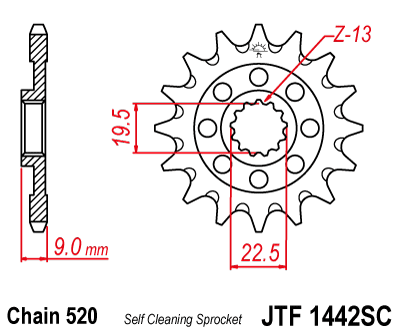 Звезда передняя JT Sprockets JTF1442.13SC