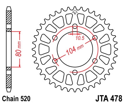 Звезда задняя легкосплавная JT Sprockets JTA478.40