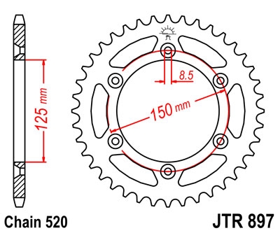 Звезда задняя легкосплавная JT JTA897.48BLK (черная)