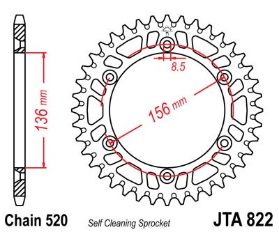 Звезда задняя легкосплавная JT Sprockets JTA822.45