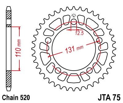 Звезда задняя легкосплавная JT Sprockets JTA75.46