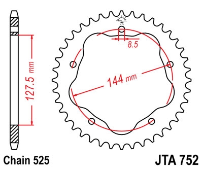 Звезда задняя легкосплавная JT Sprockets JTA752.45