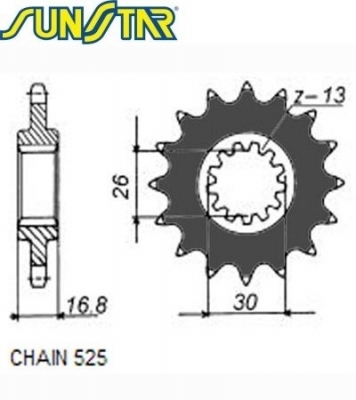 Звезда передняя SunStar SUNF411-16