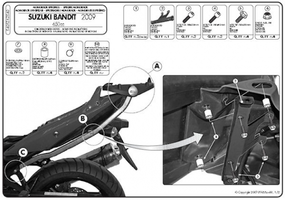 Крепление для Suzuki GSF Bandit 650(09-13) под центральный кофр Крепление для Suzuki GSF Bandit 650(09-13) под центральный кофр