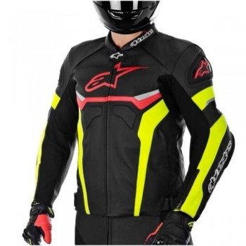 Мотокуртка Alpinestars CELER кожа Black-Red-Yellow fluo 48