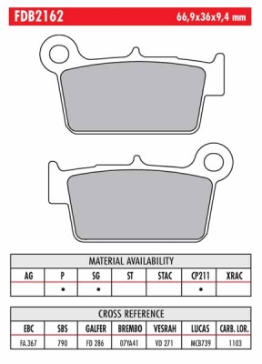 FERODO FDB 2162 SINTERGRIP (Off-ROAD) - колодки тормозные дисковые