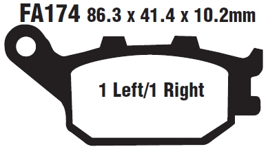 Комплект дисковых тормозных колодок EBC FA174HH для мотоцикла Комплект дисковых тормозных колодок EBC FA174HH для мотоцикла
