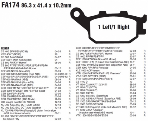Колодки тормозные дисковые EBC FA174HH Колодки тормозные дисковые EBC FA174HH
