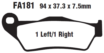 Комплект дисковых тормозных колодок EBC FA181HH для мотоцикла Комплект дисковых тормозных колодок EBC FA181HH для мотоцикла