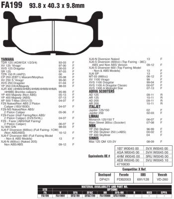 Колодки тормозные дисковые EBC FA199V