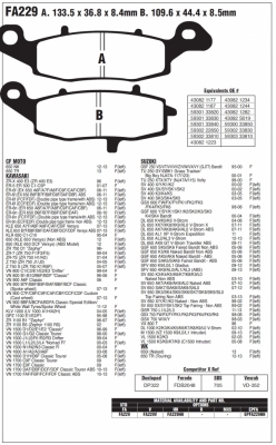 EBC FA229HH - комплект синтетических тормозных колодок для мотоцикла