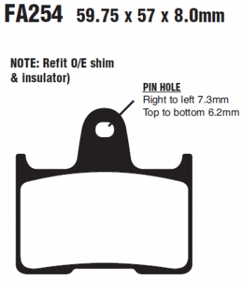 Комплект органических тормозных колодок для мотоциклов EBC FA254 Комплект органических тормозных колодок для мотоциклов EBC FA254