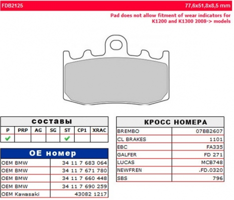 Колодки тормозные дисковые FERODO FDB2125P