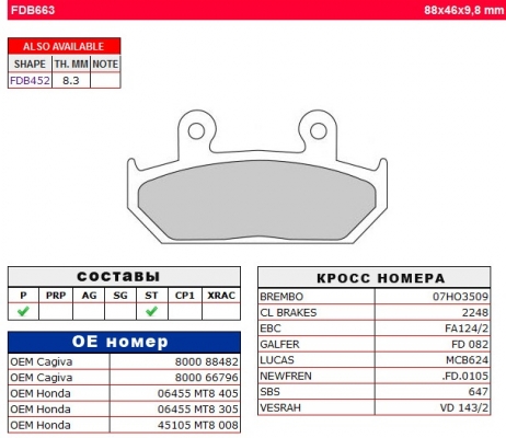 Колодки тормозные дисковые FERODO FDB663P
