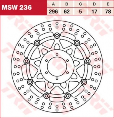 Диск тормозной передний LUCAS MSW236 для HONDA CBR600F 99-00, VFR800 98-05, CBR900RR 92-93, XL1000V 99-11, GL1800 01-17, GL1520 97-03