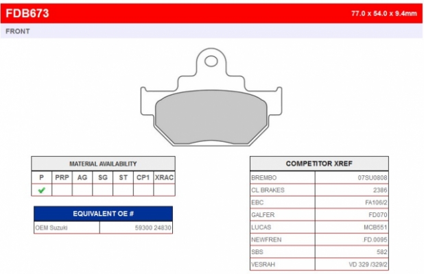 Колодки тормозные дисковые FERODO FDB673P