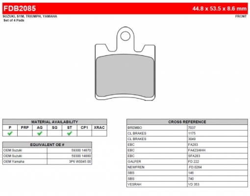 Колодки тормозные дисковые FERODO FDB2085P