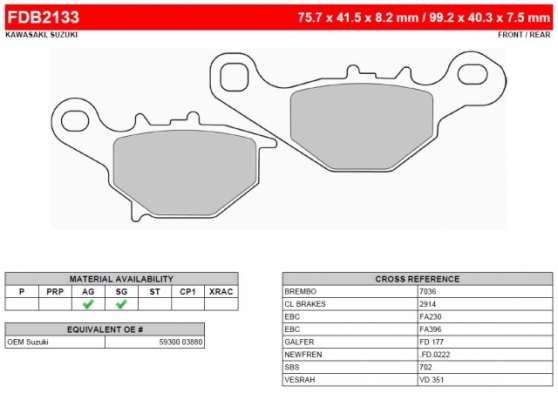 Колодки тормозные дисковые FERODO FDB2133EF