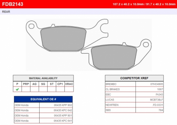 Колодки тормозные дисковые FERODO FDB2143P