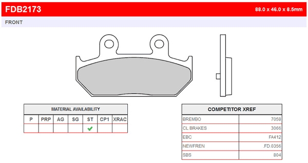 Колодки тормозные дисковые FERODO FDB2173ST